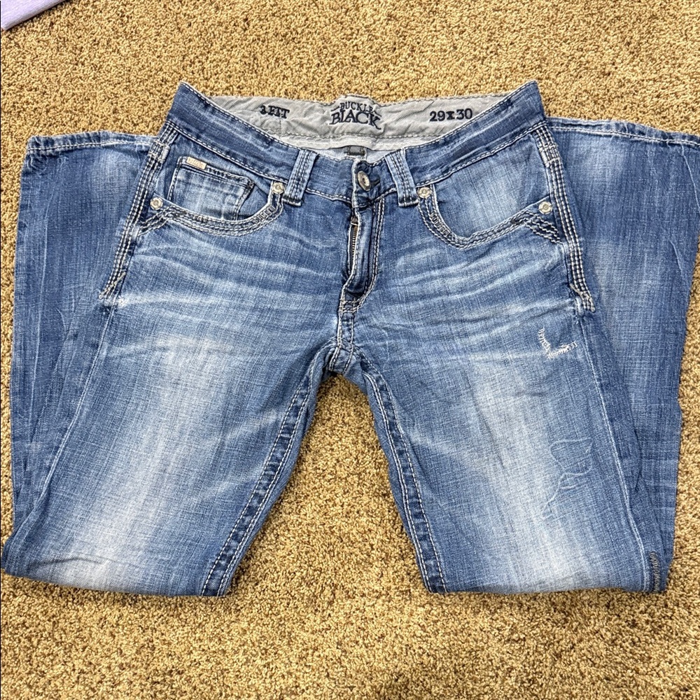 Buckle Men’s Light Blue Faded Boot Cut Jeans